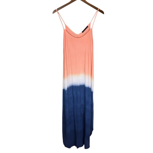 Fraiche by J NWT Peach & Navy Ombre Strappy Flowing Vacation Maxi Dress Cruise - Picture 6 of 10